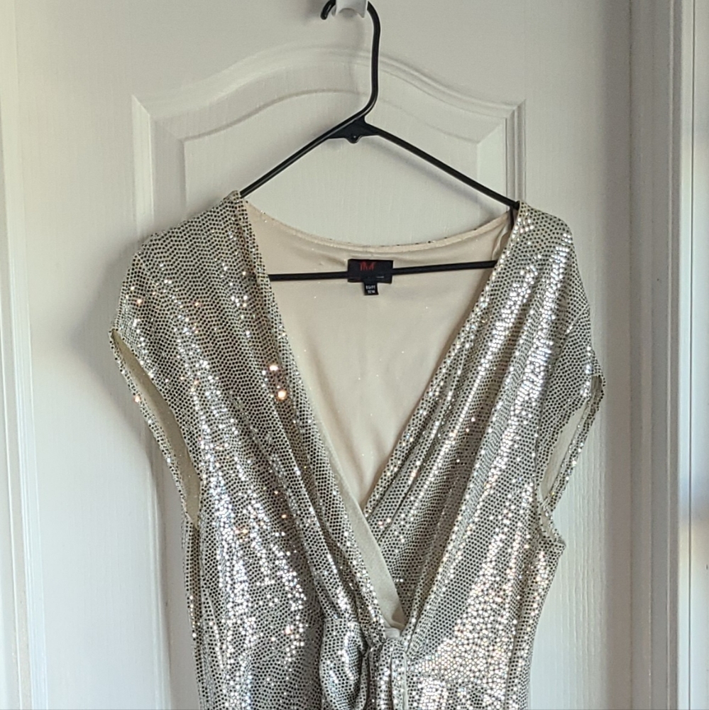 Beautiful Silver full length dress with sparkle. Great for Prom or cruis…